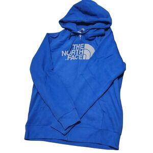 The North Face Mens Full Zip Hoodie Royal Blue Logo Graphic Size‎ L
